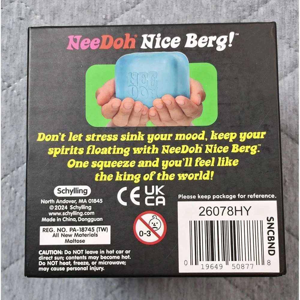 NeeDoh Nice Berg Blue XL Giant Nee Doh Solid Squish Cube New Sealed AUTHENTIC